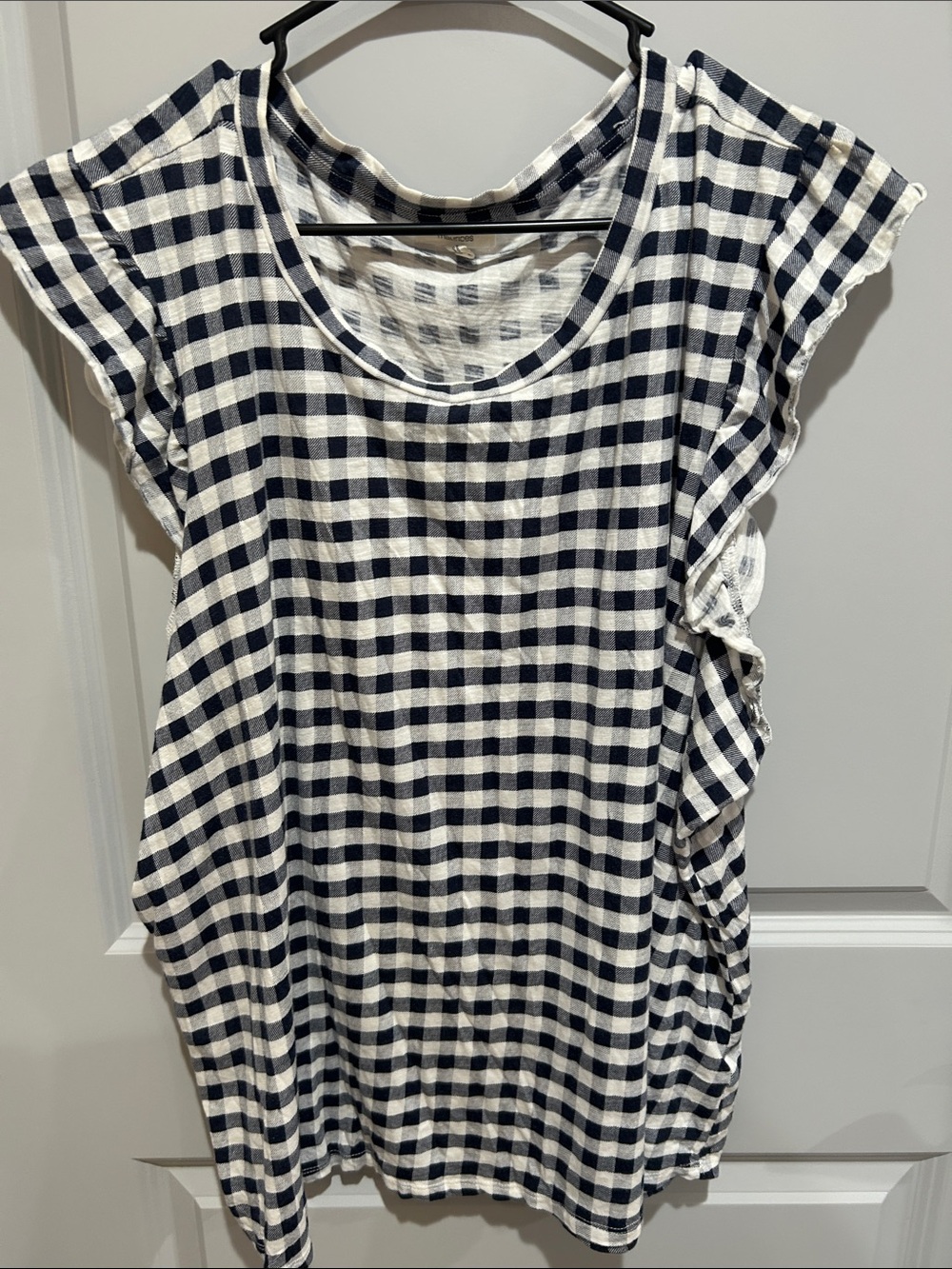 Maurices Navy and White Gingham Short Sleeve Tee